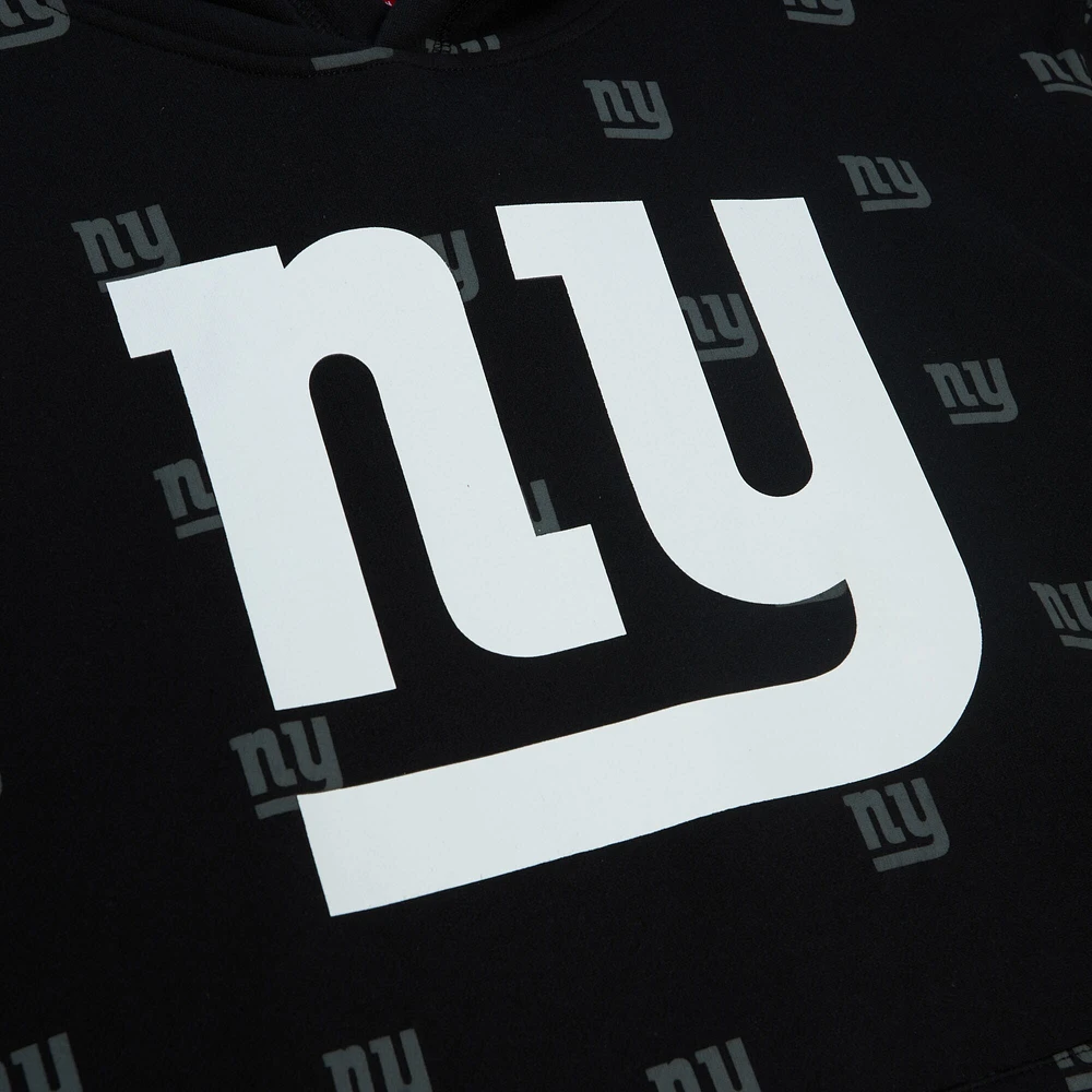 Men's Mitchell & Ness Black New York Giants Allover Print Fleece Pullover Hoodie