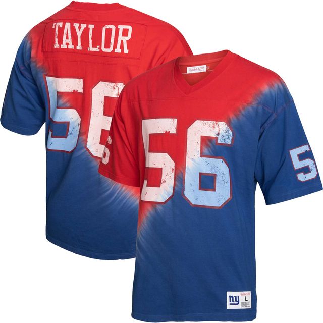 Mitchell & Ness Lawrence Taylor pour homme Royal/Red New York Giants Retired Player Name Number Diagonal Tie-Dye - T-shirt à encolure en V