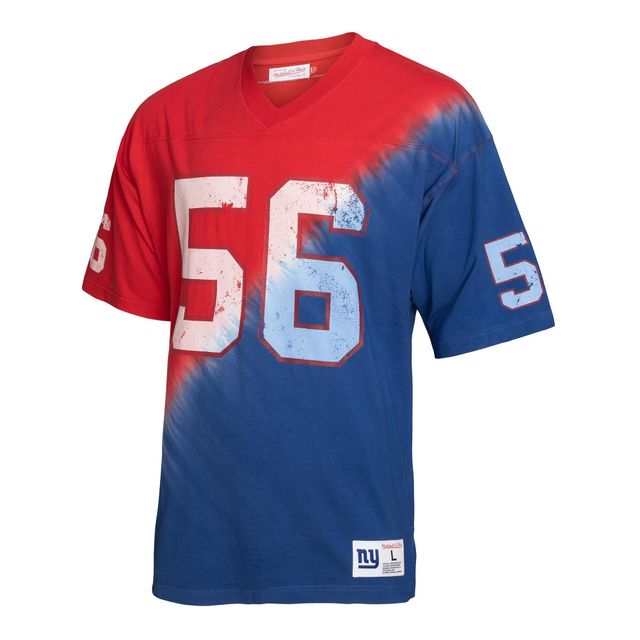 Mitchell & Ness Lawrence Taylor pour homme Royal/Red New York Giants Retired Player Name Number Diagonal Tie-Dye - T-shirt à encolure en V