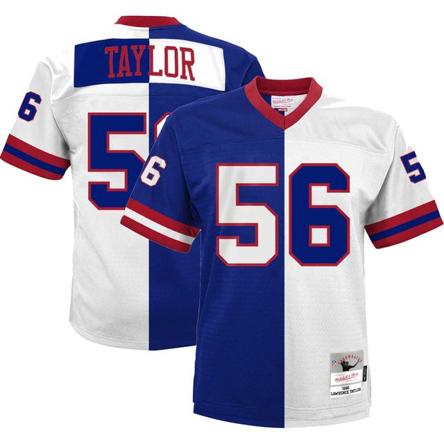 Maillot réplique Mitchell & Ness Lawrence Taylor Royal/Blanc New York Giants 1986 Split Legacy pour hommes