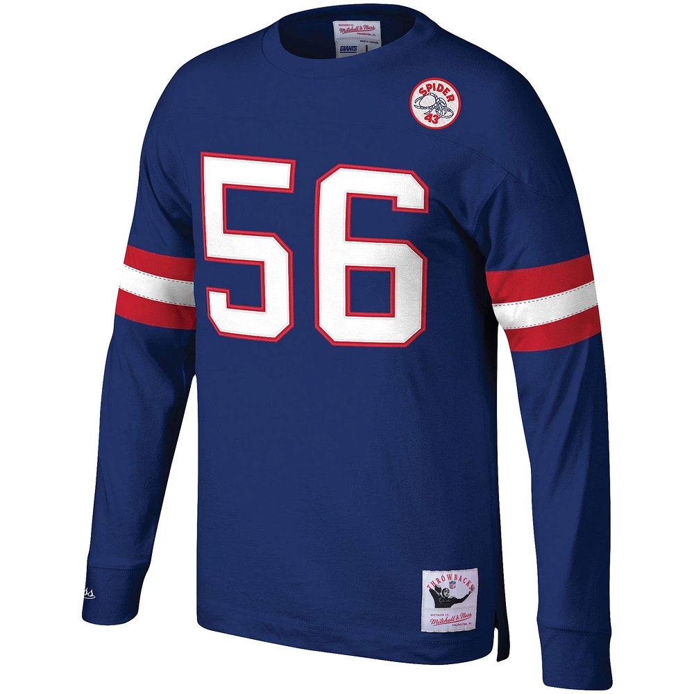 Mitchell & Ness Lawrence Taylor Royal New York Giants Throwback Nom et numéro du joueur retraité Haut à manches longues