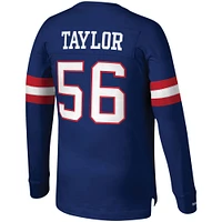 Mitchell & Ness Lawrence Taylor Royal New York Giants Throwback Nom et numéro du joueur retraité Haut à manches longues