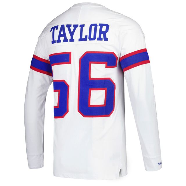 Haut à manches longues blanc Mitchell & Ness Lawrence Taylor des Giants de New York pour hommes, nom et numéro du joueur retraité