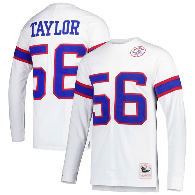 Haut à manches longues blanc Mitchell & Ness Lawrence Taylor des Giants de New York pour hommes, nom et numéro du joueur retraité