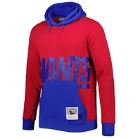 Men's Mitchell & Ness Red/Royal New York Giants Big Tall Face Pullover Hoodie