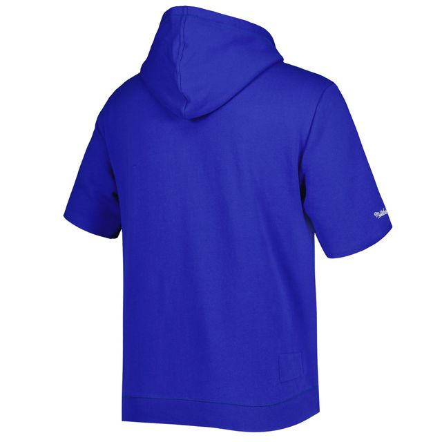 Chandail à capuchon manches courtes délavé Royal New York Giants Mitchell & Ness pour homme