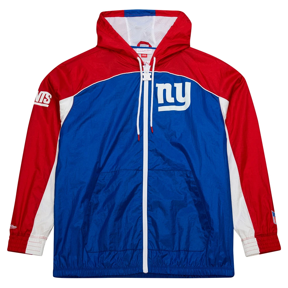 Men's Mitchell & Ness White New York Giants Big Shot Premium Full-Zip Windbreaker