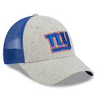 Men's New Era Heather Gray/Royal New York Giants Pop Trucker 9FORTY Adjustable Hat