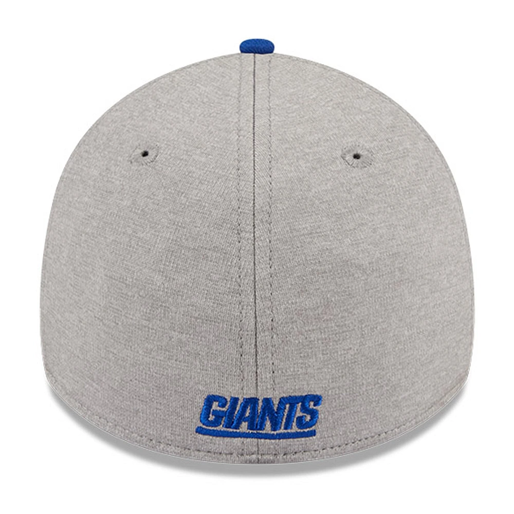 Men's New Era Heather Gray/Royal York Giants Striped 39THIRTY Flex Hat