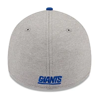 Men's New Era Heather Gray/Royal York Giants Striped 39THIRTY Flex Hat