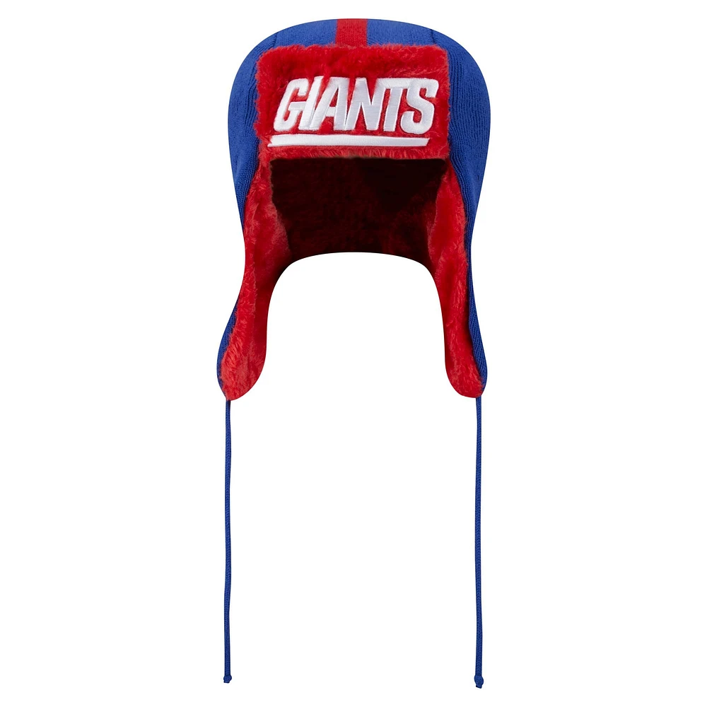 Bonnet en tricot New Era Royal New York Giants Helmet Head Trapper pour homme