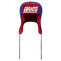 Bonnet en tricot New Era Royal New York Giants Helmet Head Trapper pour homme