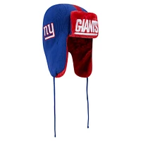 Bonnet en tricot New Era Royal New York Giants Helmet Head Trapper pour homme