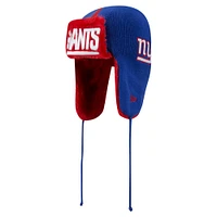 Bonnet en tricot New Era Royal New York Giants Helmet Head Trapper pour homme