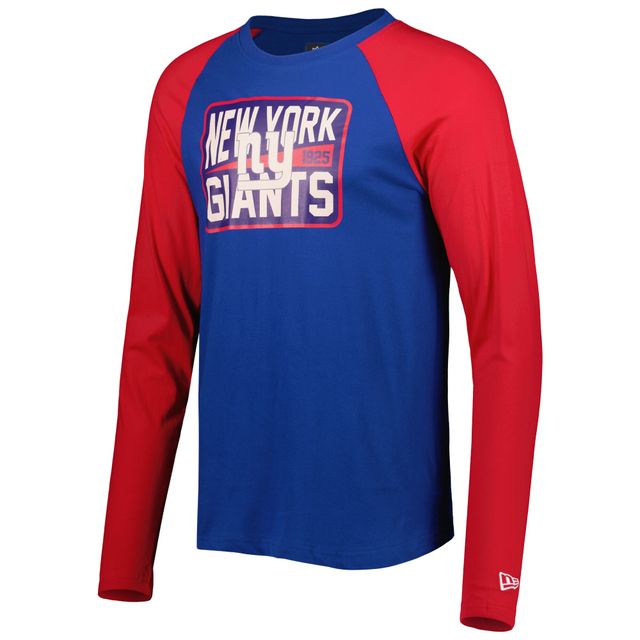 T-shirt à manches longues raglan New York Giants Throwback Royal Era pour homme