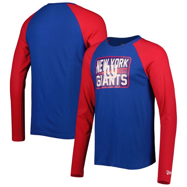 T-shirt à manches longues raglan New York Giants Throwback Royal Era pour homme