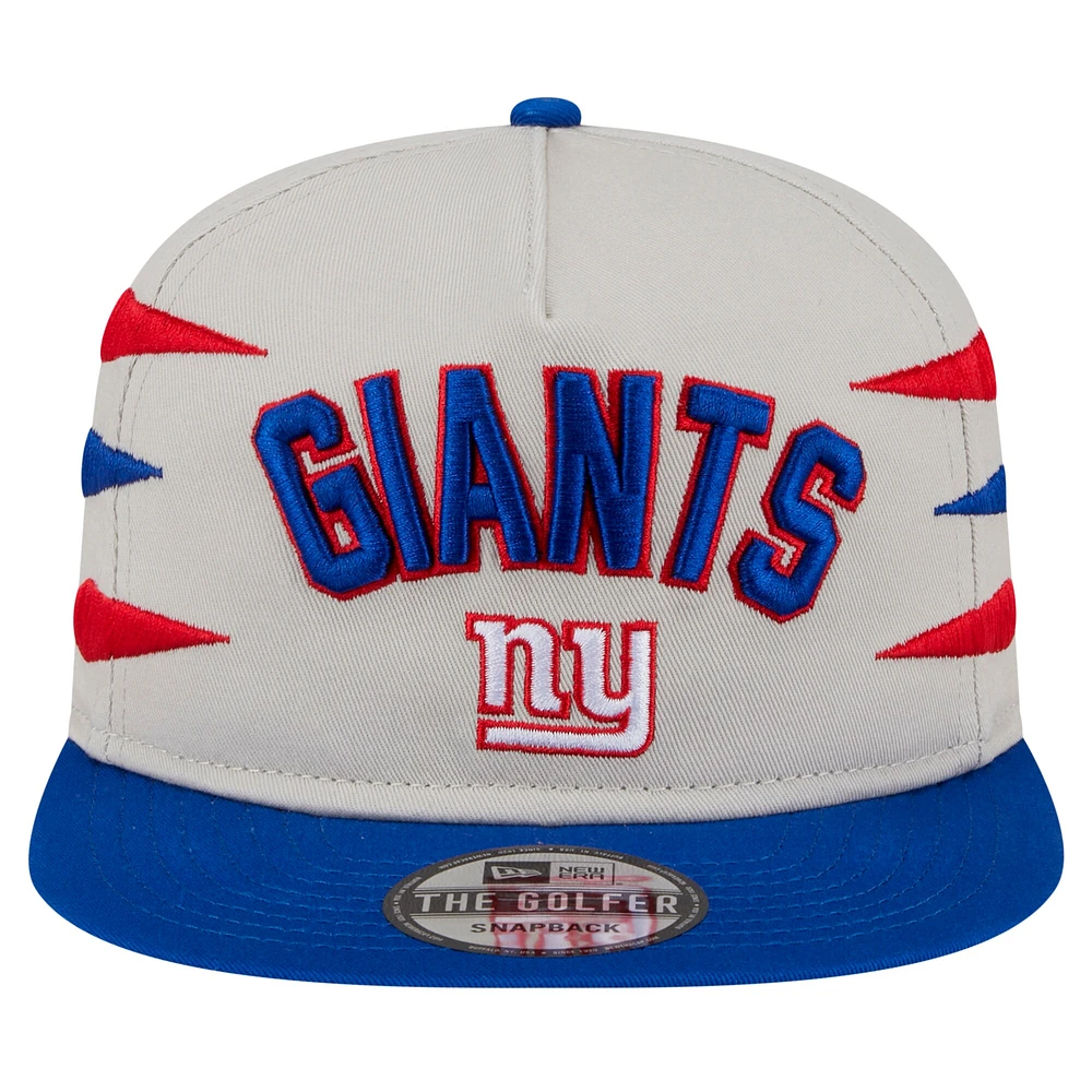 Men's New Era Stone/Royal New York Giants Athletic Golfer Snapback Hat
