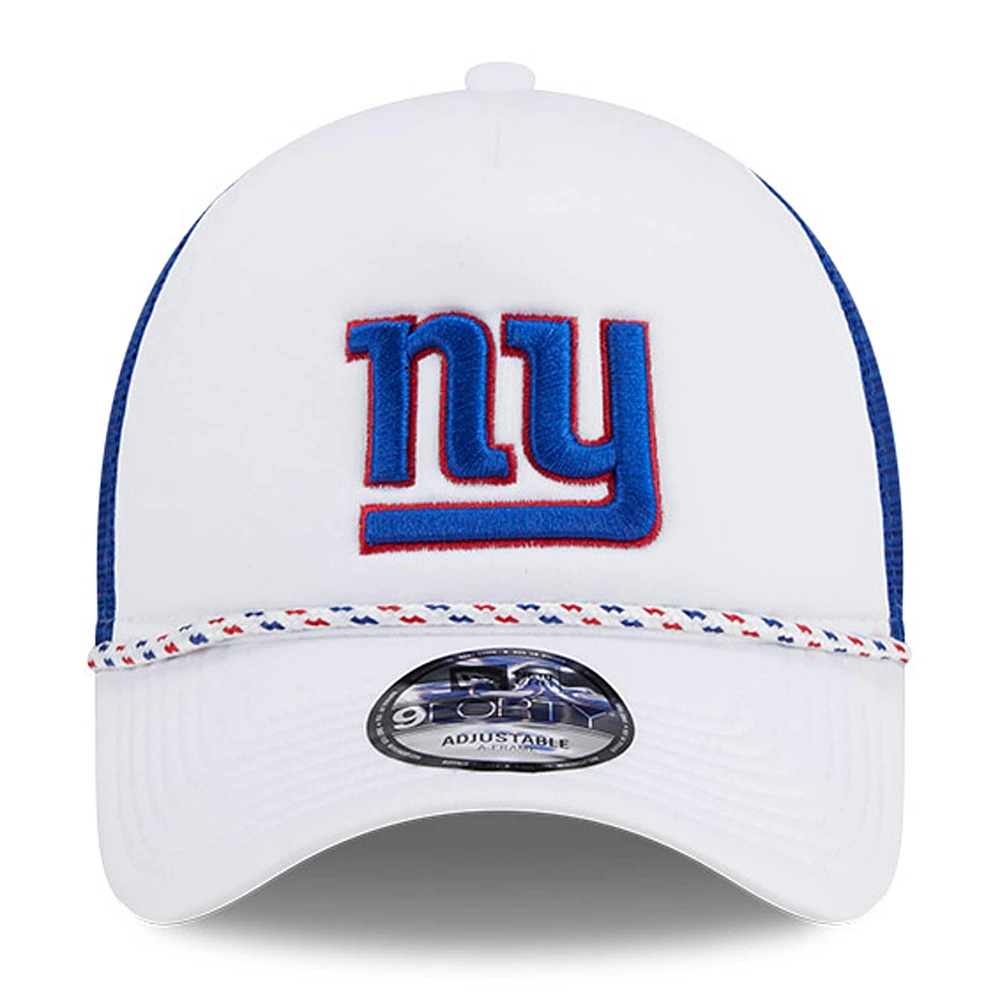 Men's New Era White/Royal New York Giants Court Sport Foam Front A-Frame 9FORTY Adjustable Trucker Hat
