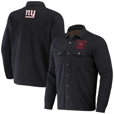 Collection NFL x Darius Rucker pour homme par Fanatics Charcoal New York Giants Shacket Full-Snap Jacket