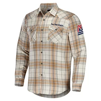 Men's NFL x Darius Rucker Collection by Fanatics Tan New York Giants Flannel Long Sleeve Button-Up Shirt