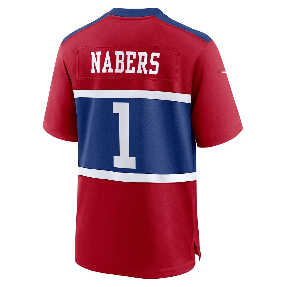 Men's Nike Malik Nabers Century Red New York Giants Alternate Game Jersey