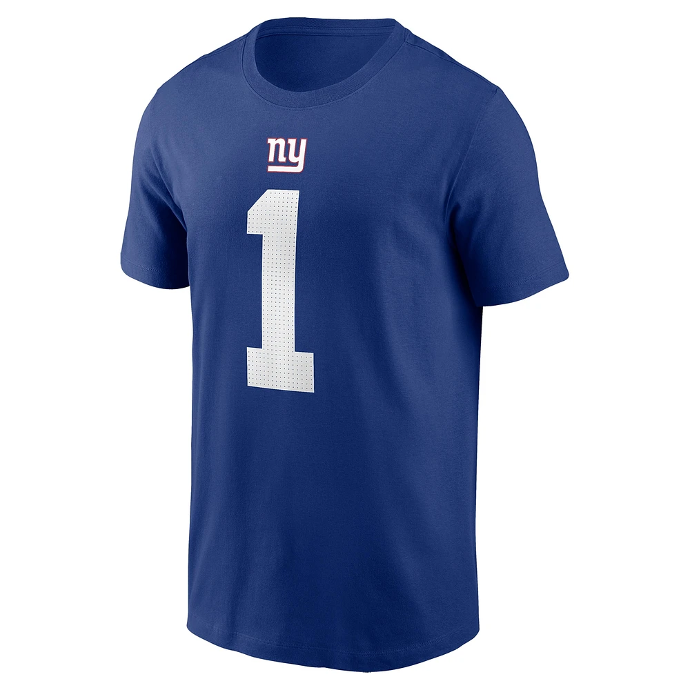 Men's Nike Malik Nabers Royal New York Giants  Name & Number T-Shirt