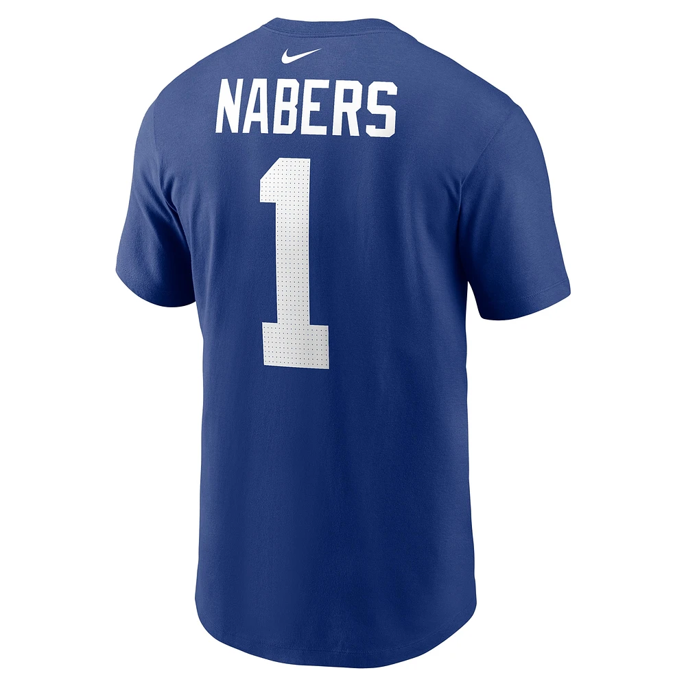Men's Nike Malik Nabers Royal New York Giants  Name & Number T-Shirt