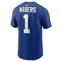 Men's Nike Malik Nabers Royal New York Giants  Name & Number T-Shirt