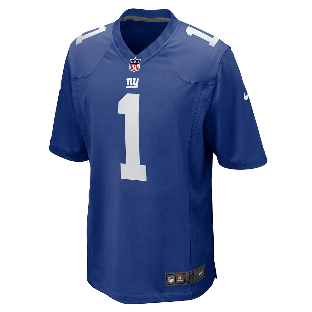 Maillot de jeu Nike Malik Nabers Royal New York Giants pour homme