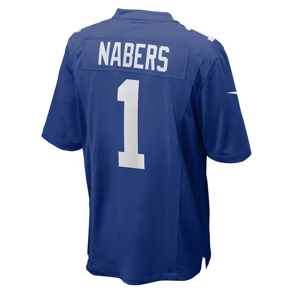 Maillot de jeu Nike Malik Nabers Royal New York Giants pour homme