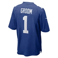 Men's Nike Number 1 Groom Royal New York Giants Game Jersey