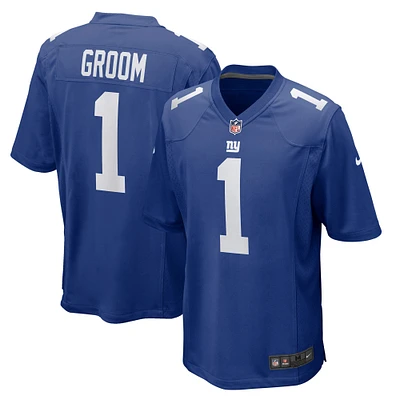 Maillot de match Nike numéro 1 Groom Royal New York Giants pour homme
