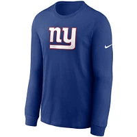 Men's Nike Royal New York Giants Primary Logo Long Sleeve T-Shirt