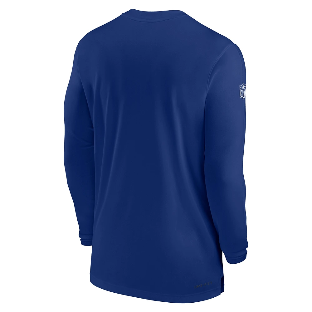Men's Nike Royal New York Giants Sideline Coach Performance Long Sleeve T-Shirt
