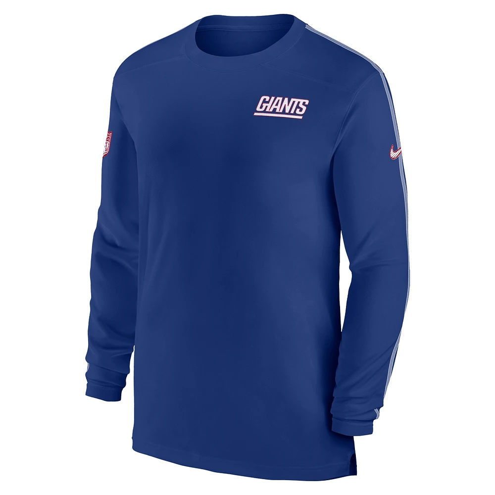 Men's Nike Royal New York Giants Sideline Coach UV Performance Long Sleeve T-Shirt