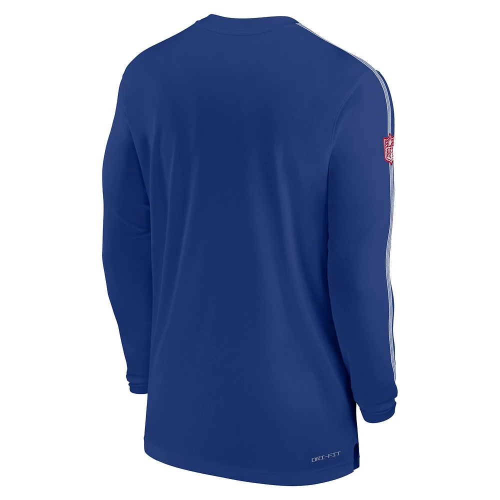 Men's Nike Royal New York Giants Sideline Coach UV Performance Long Sleeve T-Shirt