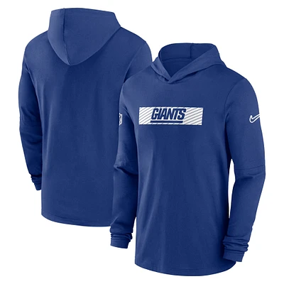 T-shirt à capuche Nike Royal New York Giants Sideline Performance manches longues pour homme