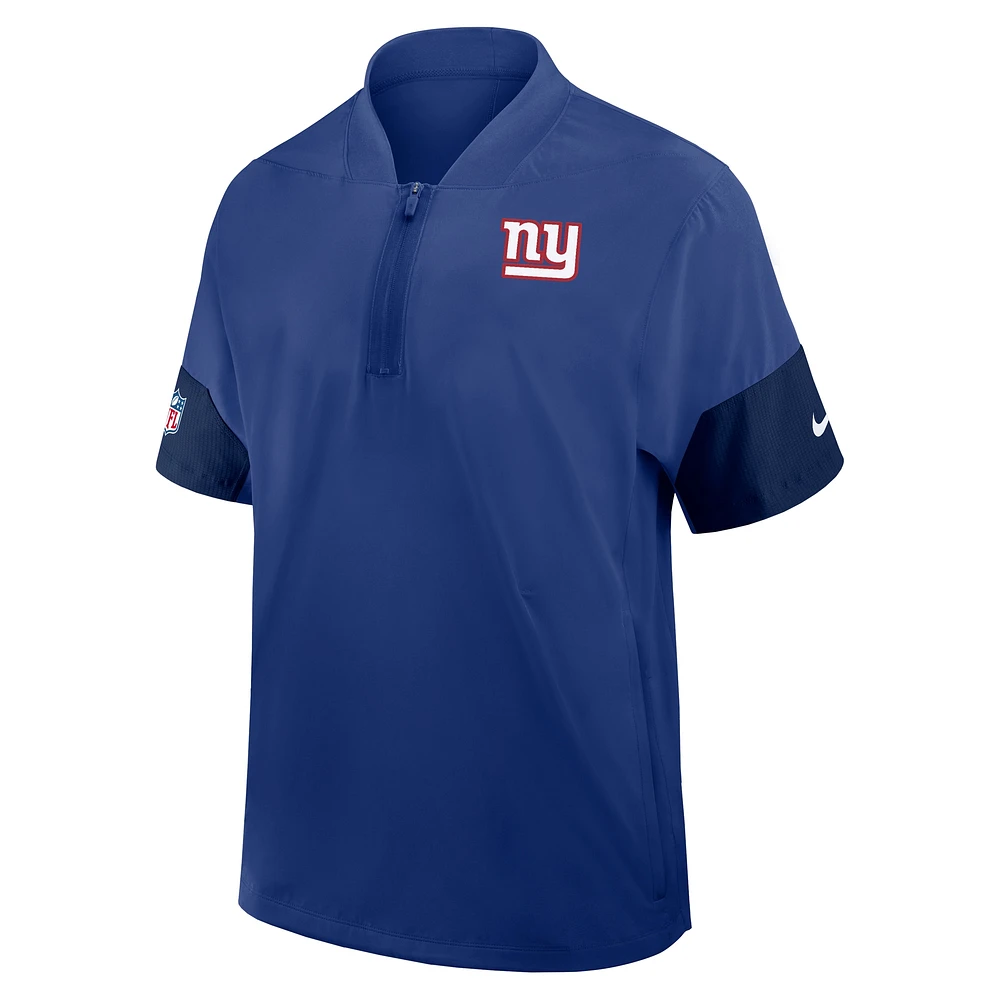 Veste d'entraîneur Nike Royal New York Giants à manches courtes et quart de zip pour homme
