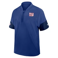 Veste d'entraîneur Nike Royal New York Giants à manches courtes et quart de zip pour homme