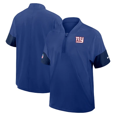 Veste d'entraîneur Nike Royal New York Giants à manches courtes et quart de zip pour homme