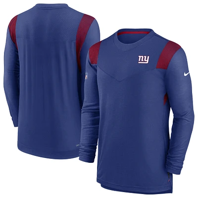 T-shirt à manches longues Nike Royal New York Giants Sideline Tonal Logo Performance Player pour homme