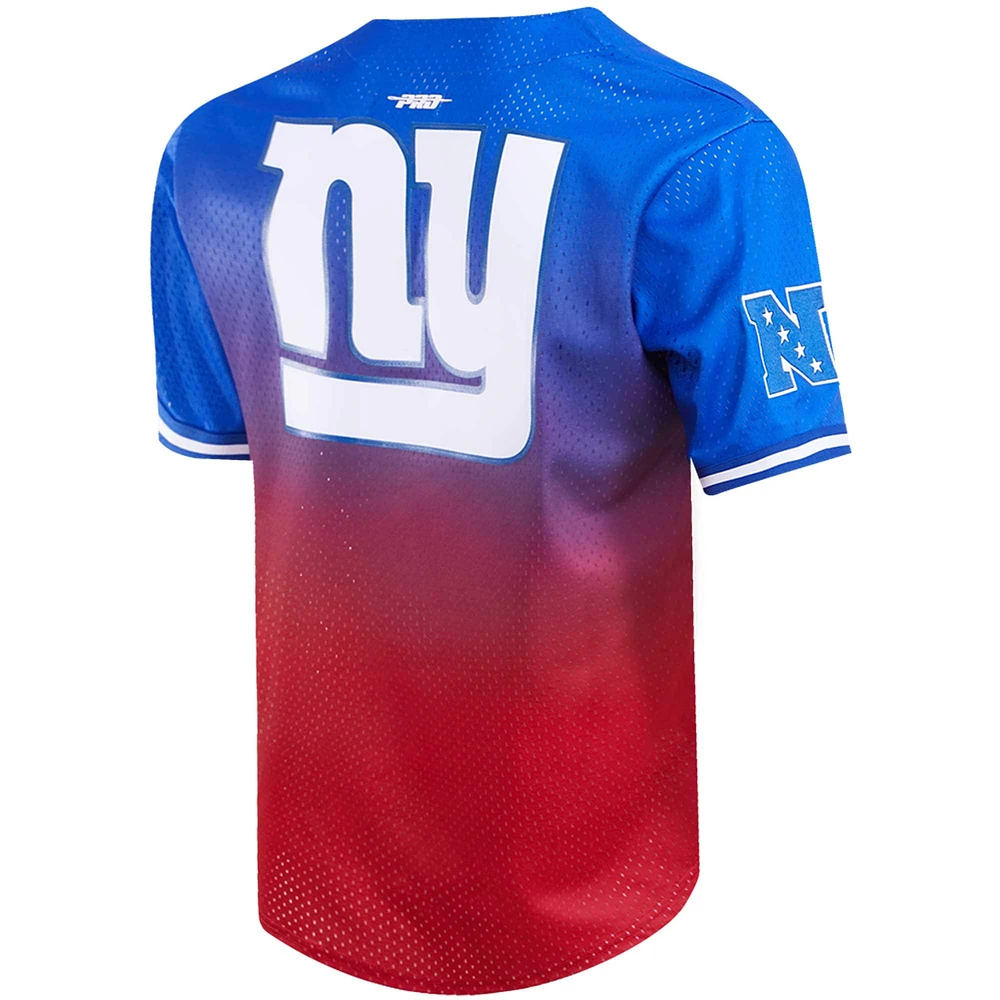 Men's Pro Standard Royal/Red New York Giants Ombre Mesh Button-Up Shirt