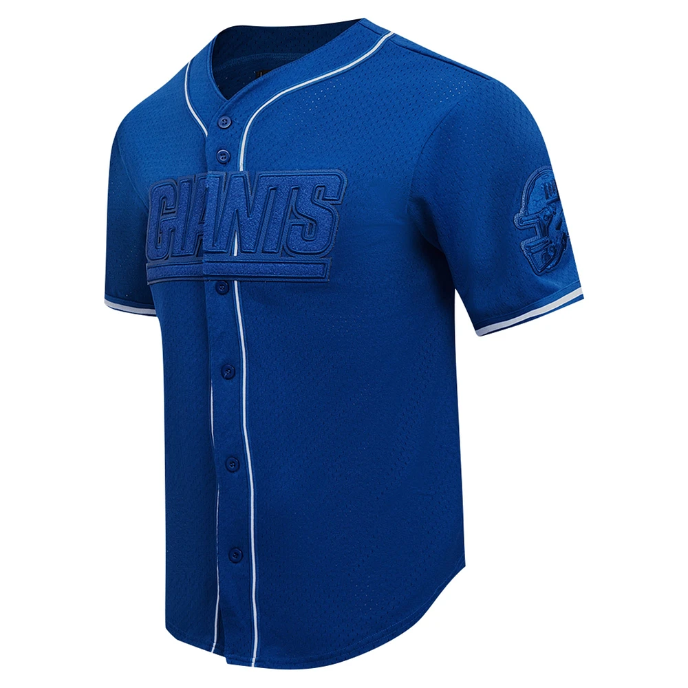 Men's Pro Standard Royal New York Giants Triple Tonal Mesh Button-Up Shirt