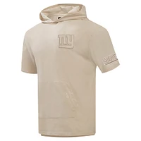 Men's Pro Standard Tan New York Giants Neutrals Capsule Short Sleeve Pullover Hoodie