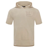 Men's Pro Standard Tan New York Giants Neutrals Capsule Short Sleeve Pullover Hoodie