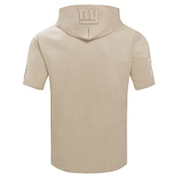 Men's Pro Standard Tan New York Giants Neutrals Capsule Short Sleeve Pullover Hoodie