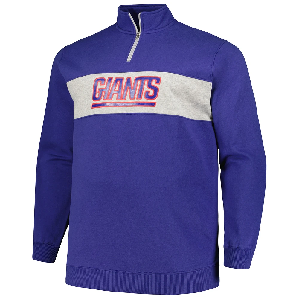 Veste en polaire à quart de zip Profile Royal New York Giants pour hommes