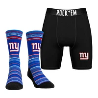 Men's Rock Em Socks New York Giants Primary Crew & Boxer Briefs Combo Pack