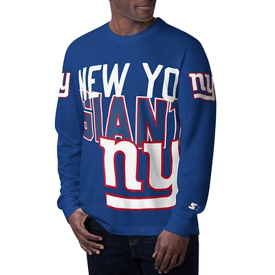 Men's Starter Royal New York Giants Clutch Hit Long Sleeve T-Shirt