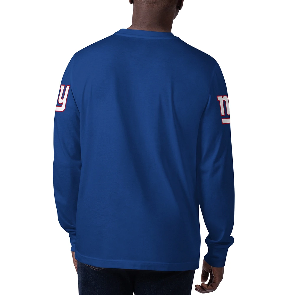 Men's Starter Royal New York Giants Clutch Hit Long Sleeve T-Shirt